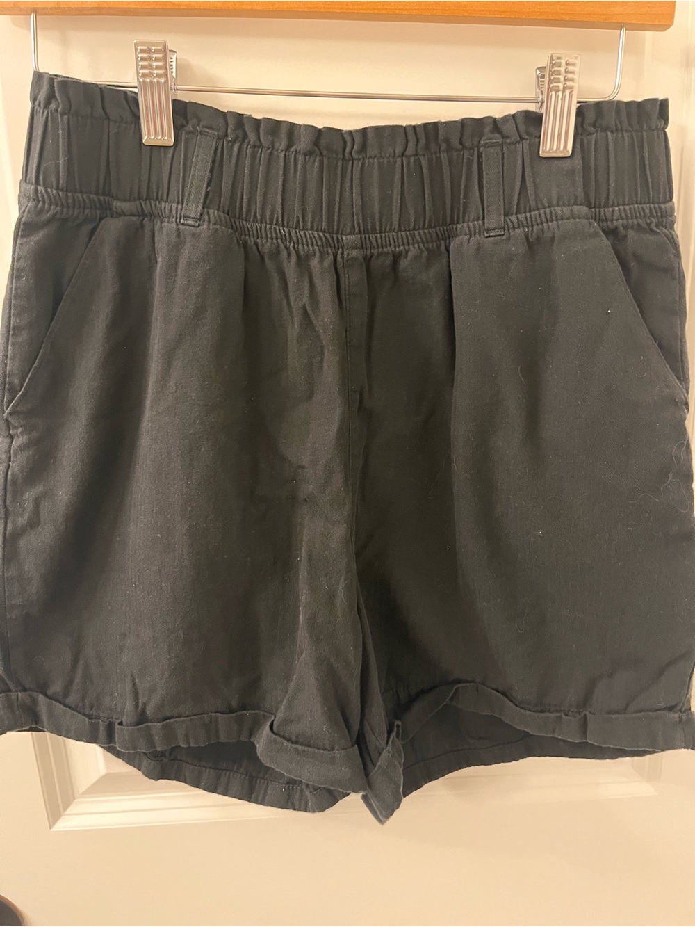 Falls Creek Black High-Waist Elastic Casual Shorts